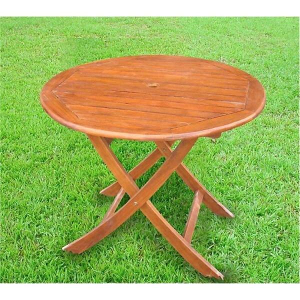 International Caravan Outdoor 38 in. Round Folding Table VF4118